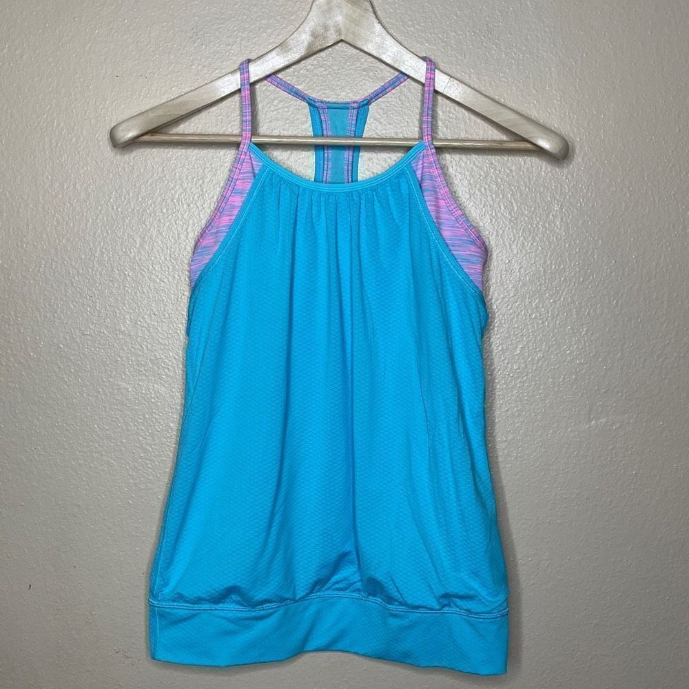 VIVVA (By Lululemon) Teal/Pink Multi DOUBLE DUTCH TANK TOP Girls' Sz 14